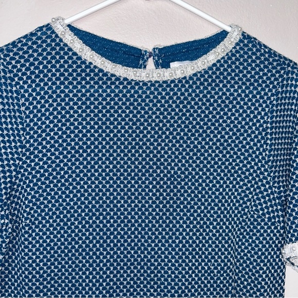 Elle Blue Boxy Blouse with Peter Pan Collar - Picture 2 of 4